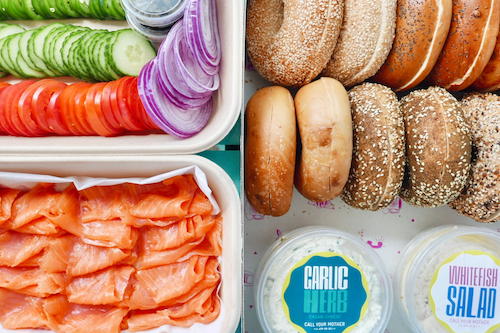 Bagels & Schmearz  with  Salmon + Fixin&rsquo;s